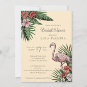 Tropisches Flamingo-Gelbes Brautparty Einladung (Vorderseite)