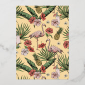 Tropisches Flamingo Gelbes Brautparty Gold Folieneinladung (Rückseite)