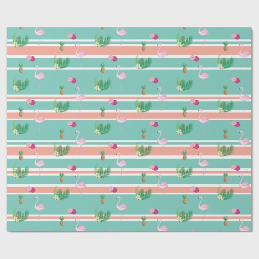 Tropisches Flamingo-Geschenk Wrapping Geschenkpapier (Flach)