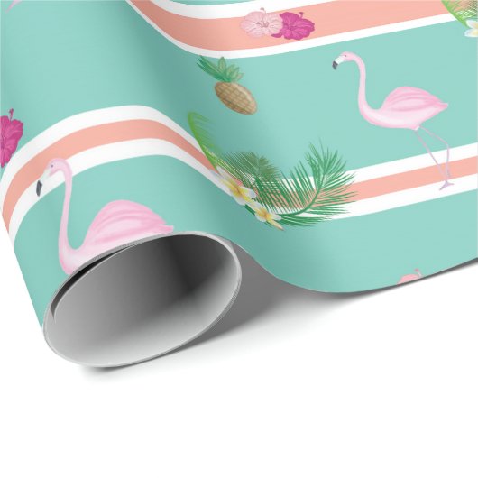 Tropisches Flamingo-Geschenk Wrapping Geschenkpapier (Rolleneckpunkt)