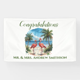 Tropisches Flamingo-Hochzeits-Geburtstags-Party-Ba Banner
