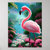Tropisches Flamingo mit Blume Poster (Vorne)
