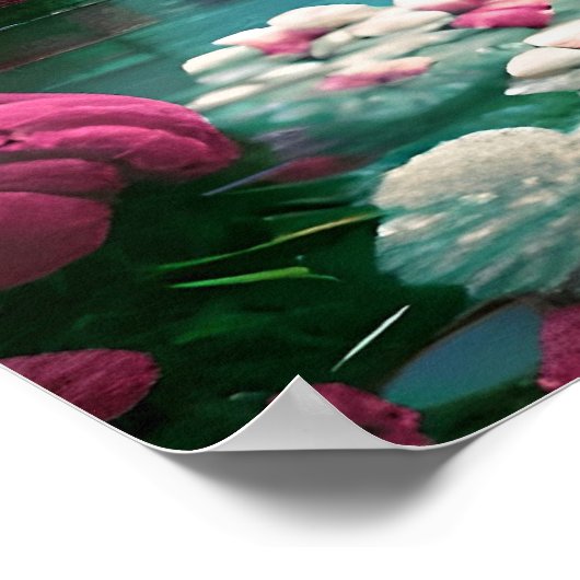 Tropisches Flamingo mit Blume Poster (Ecke)