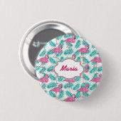 Tropisches Flamingo-Muster Button (Vorne & Hinten)
