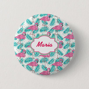 Tropisches Flamingo-Muster Button