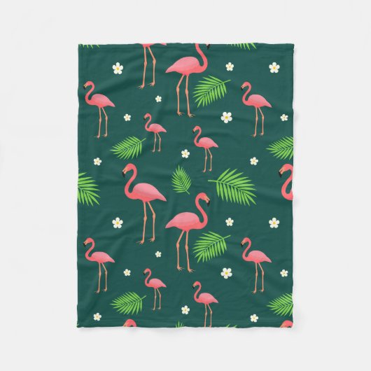 Tropisches Flamingo-Muster Fleecedecke (Vorderseite)
