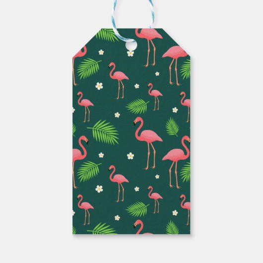 Tropisches Flamingo-Muster Geschenkanhänger (Rückseite)