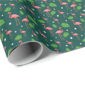 Tropisches Flamingo-Muster Geschenkpapier (Rolleneckpunkt)