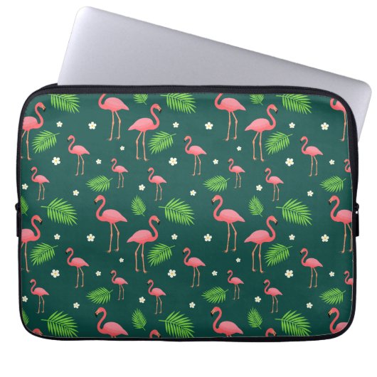 Tropisches Flamingo-Muster Laptopschutzhülle (Vorderseite)