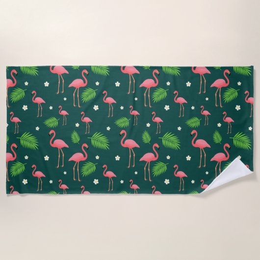 Tropisches Flamingo-Muster Strandtuch (Vorderseite)