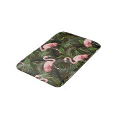 Tropisches Flamingo-Muster: Vintage Blätter Badematte (Schrägansicht)