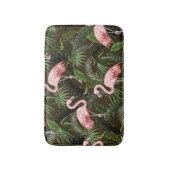 Tropisches Flamingo-Muster: Vintage Blätter Badematte (Vorderseite Vertikal)