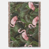 Tropisches Flamingo-Muster: Vintage Blätter Decke (Vorderseite Vertikal)