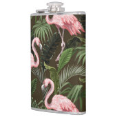 Tropisches Flamingo-Muster: Vintage Blätter Flachmann (Links)