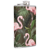 Tropisches Flamingo-Muster: Vintage Blätter Flachmann (Rechts)