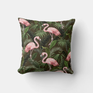 Tropisches Flamingo-Muster: Vintage Blätter Kissen
