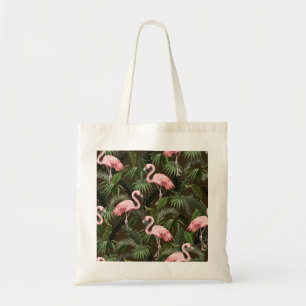 Tropisches Flamingo-Muster: Vintage-Blätter Tragetasche