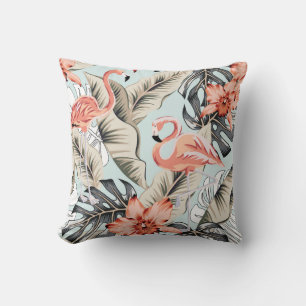 Tropisches Flamingo, Orchideen, Monstera Muster. Kissen