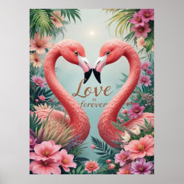 Tropisches Flamingo-Paar in Liebe Poster