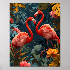 Tropisches Flamingo-Paradies: Vintag Poster