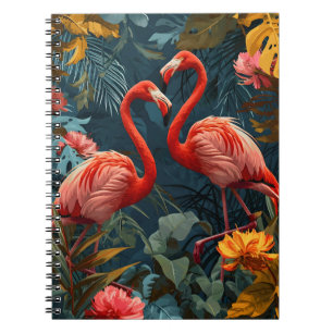 Tropisches Flamingo-Paradies: Vintage Postkarte Notizblock