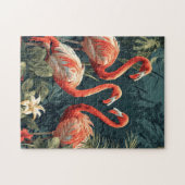 Tropisches Flamingo-Paradies: Vintage Postkarte Puzzle (Horizontal)