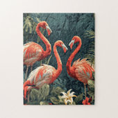 Tropisches Flamingo-Paradies: Vintage Postkarte Puzzle (Vertikal)