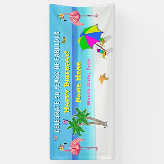 Tropisches Flamingo Party 50 und fabelhaftes Banne Banner (Vertikal)