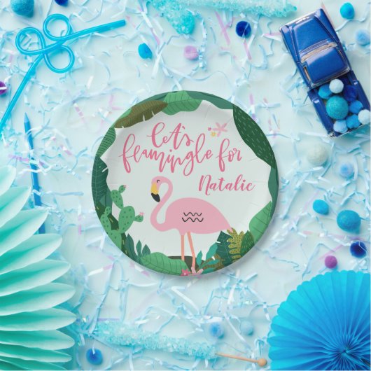 Tropisches Flamingo-Party Pappteller (Party)