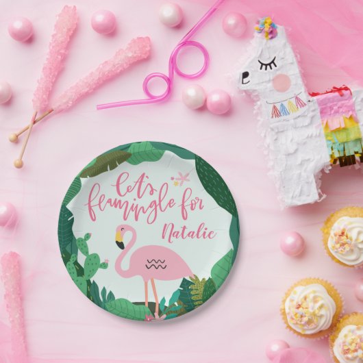 Tropisches Flamingo-Party Pappteller (Party)