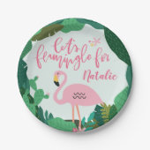 Tropisches Flamingo-Party Pappteller (Vorderseite)