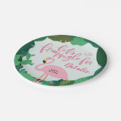 Tropisches Flamingo-Party Pappteller (Schrägansicht)