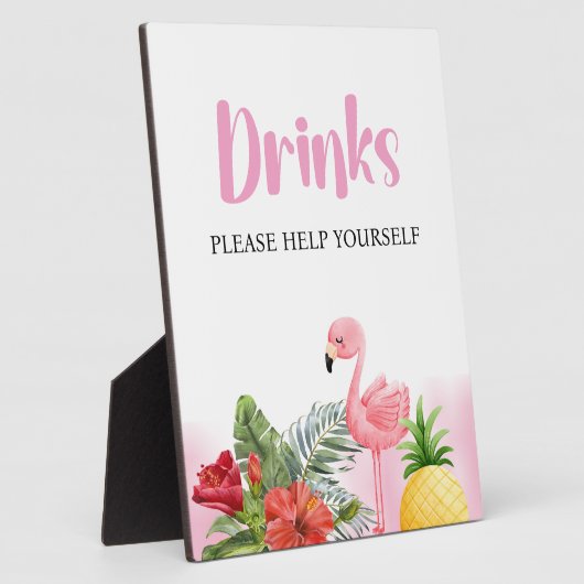 Tropisches Flamingo Pink Drinks Zeichen Fotoplatte (Seite)