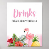 Tropisches Flamingo Pink Drinks Zeichen Poster (Vorne)
