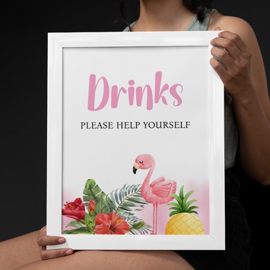 Tropisches Flamingo Pink Drinks Zeichen Poster