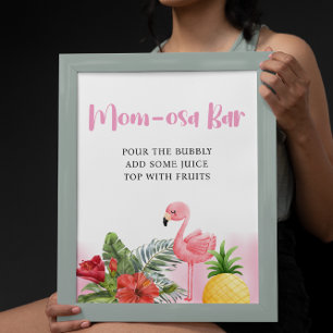 Tropisches Flamingo Pink Mama-osa Bar Baby Dusche Poster