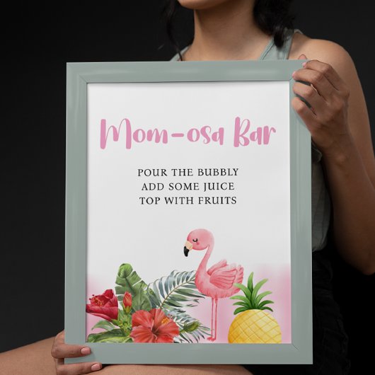 Tropisches Flamingo Pink Mama-osa Bar Baby Dusche Poster