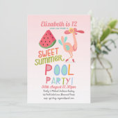 Tropisches Flamingo POOL PARTY Pink Water Melon Gi Einladung (Stehend Vorderseite)