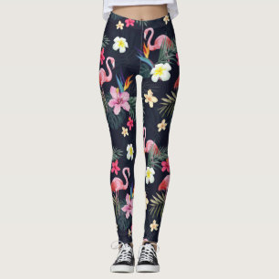 Tropisches Flamingo Print, exotische botanische Bl Leggings