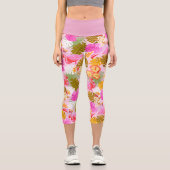 Tropisches Flamingo Rosa Capri Leggings (Vorderseite)
