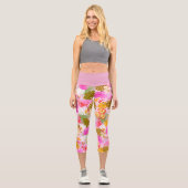 Tropisches Flamingo Rosa Capri Leggings (Vorderseite)