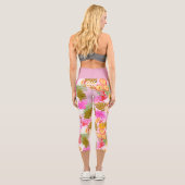 Tropisches Flamingo Rosa Capri Leggings (Rückseite)