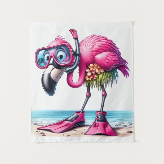 Tropisches Flamingo-Schnorcheldesign Wandteppich (Vorderseite)