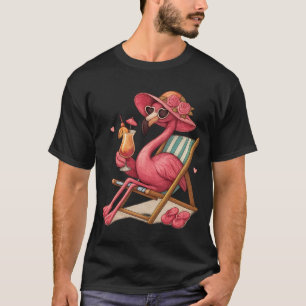 Tropisches Flamingo-Strandurlaub-Design T-Shirt