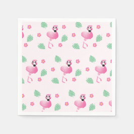 Tropisches Flamingo und Blume Muster hell rosa Serviette