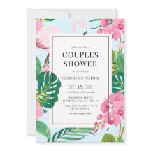 Tropisches Flamingo und orchid Sommer Paare Dusche