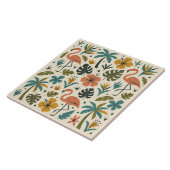 Tropisches Flamingo- und Palmenbaum-Muster Fliese (Seite)
