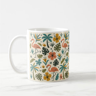Tropisches Flamingo- und Palmenbaum-Muster Kaffeetasse