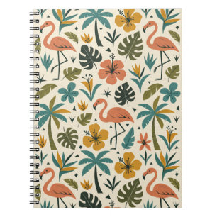 Tropisches Flamingo- und Palmenbaum-Muster Notizblock