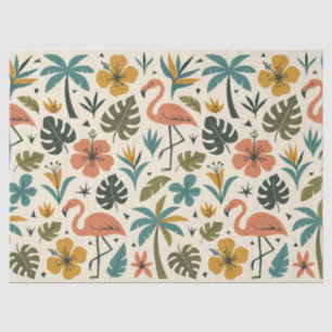 Tropisches Flamingo- und Palmenbaum-Muster Seidenpapier